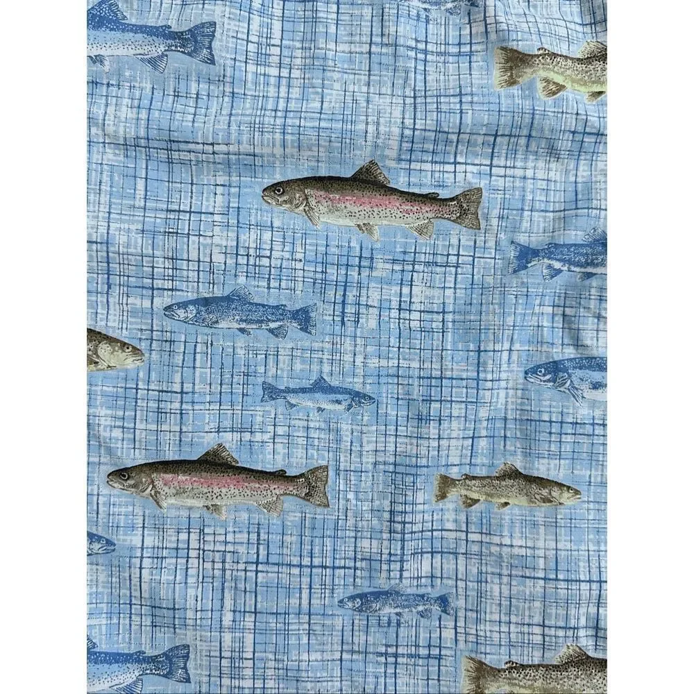 Columbia River Lodge Trout Fish Print Cotton Fishing Shirt Men’s L